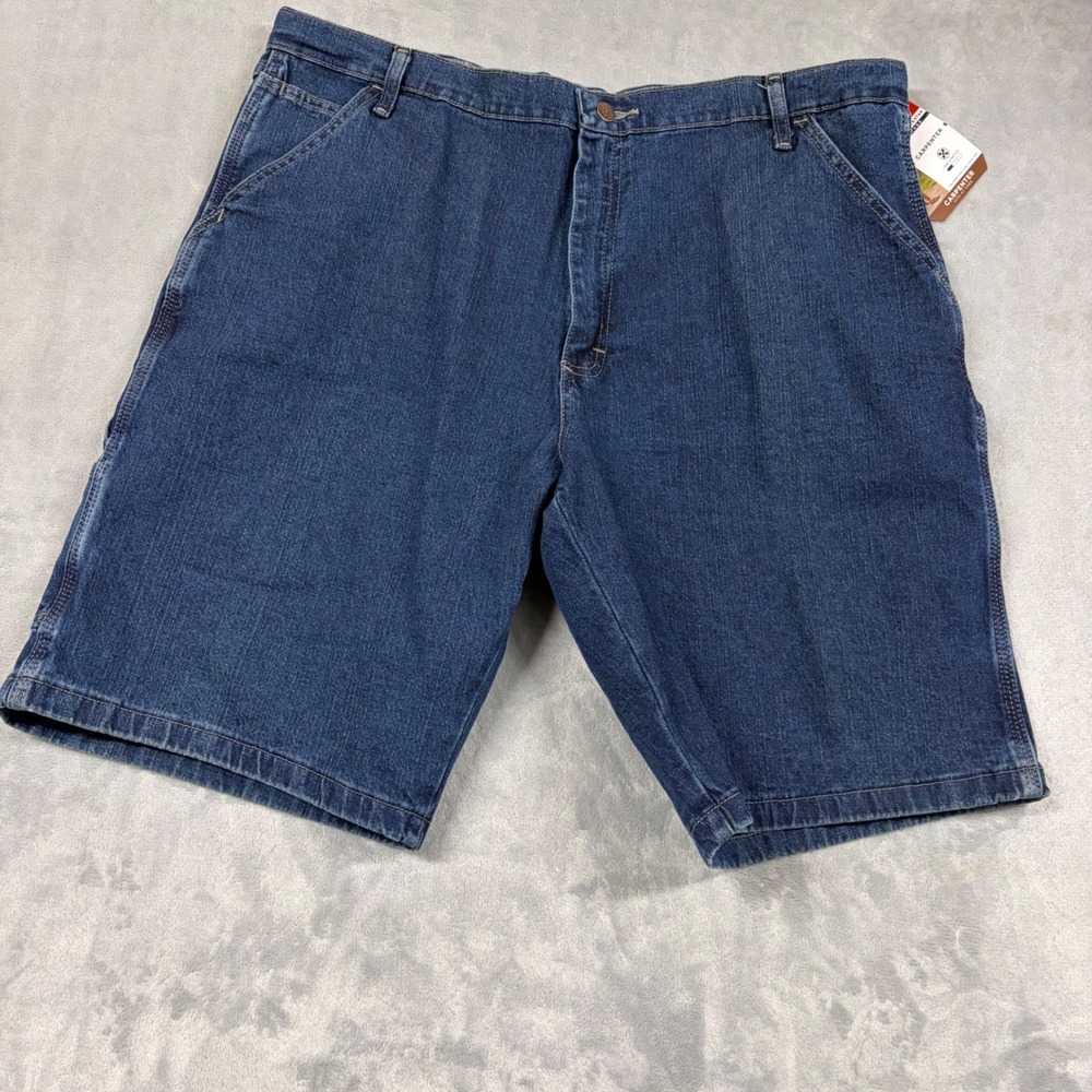 Wrangler Five Star Heritage Carpenter Shorts Mens W40 Blue Denim Low Stretch NEW